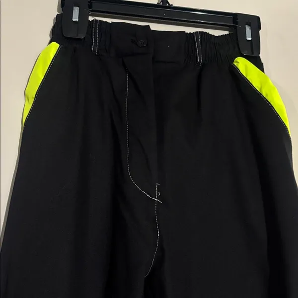 Black Contrast Stitch Neon Trim Cuffed Cargo Pants J - Image 5