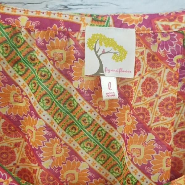 NWOT Anthropologie Fig and flower bohemian top Lg - Image 7