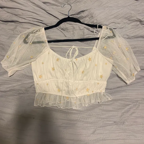 Le lis White star Puff Sleeve crop top - Image 5