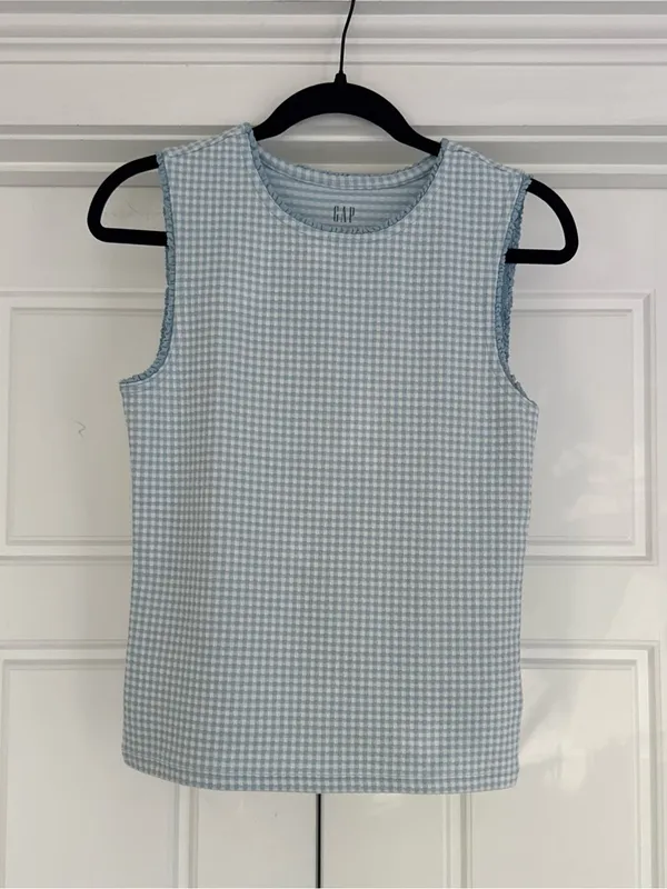 Gap Gingham Pointelle Shell Tank Top, Med - Image 2
