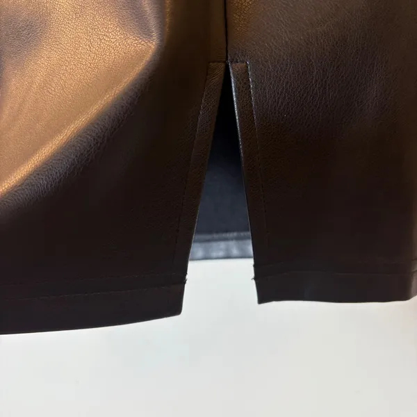 Garage Black Faux Leather Mini Skirt Side‎ Slit Size Small - Image 2