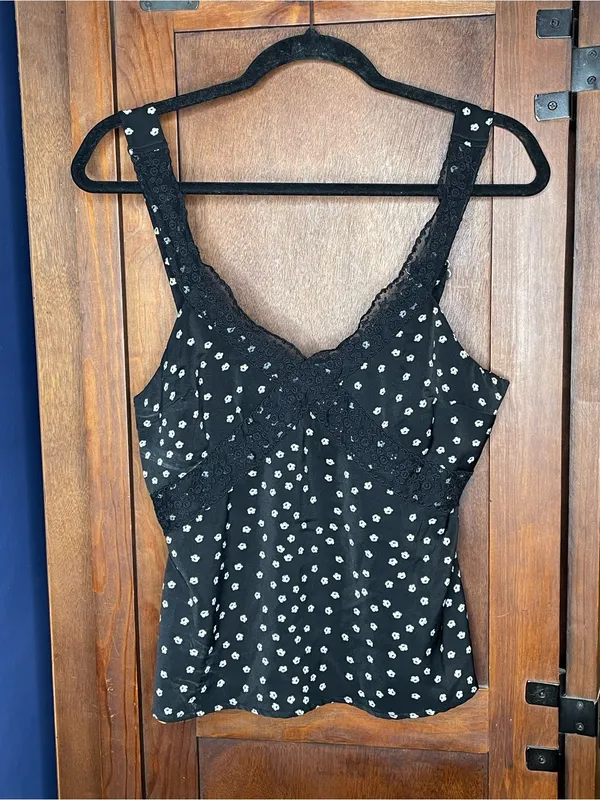 Magnolia Boutique Midnight Lace Print Tank Top Large Black Floral Coquette Y2K - Image 2