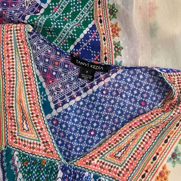 Anthropologie TANVI KEDIA Veena Beaded Caftan Beaded Mini Dress Bohemian Small - Image 11