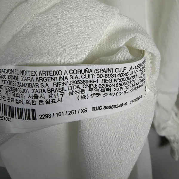 Zara White Smocked Neck‎ Long Sleeve Blouse Cottagecore Coquette Size XS - Image 8