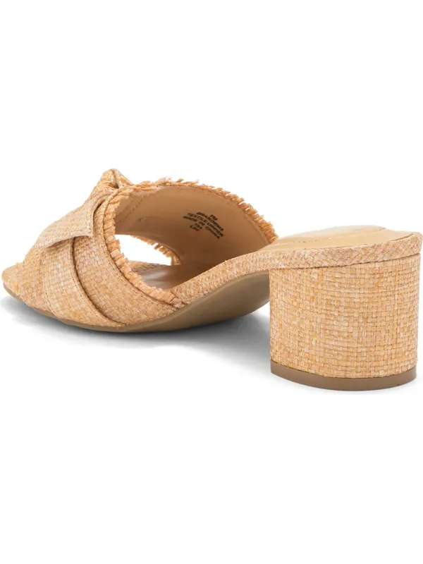 Bandolino Arden Mule Natural Woven Bow Block 2” Heel Open Toe Mule Summer Sanda - Image 3