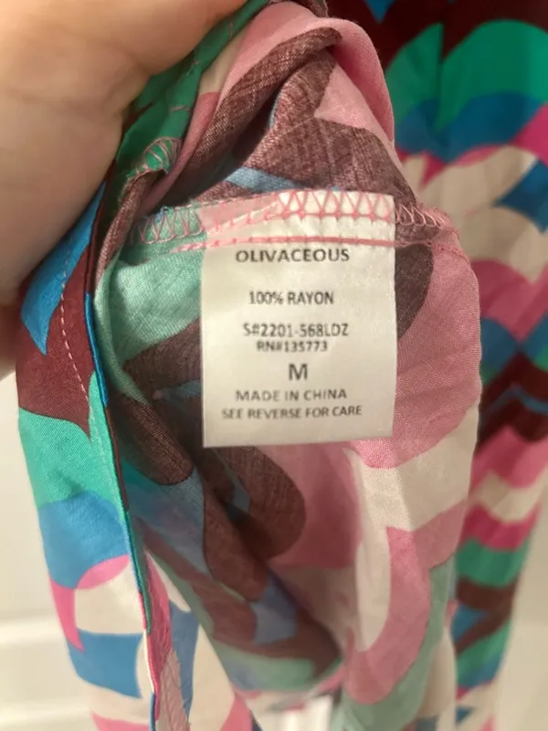 Olivaceous Multicolor Wave-Print Slip Dress Size Medium - Image 9