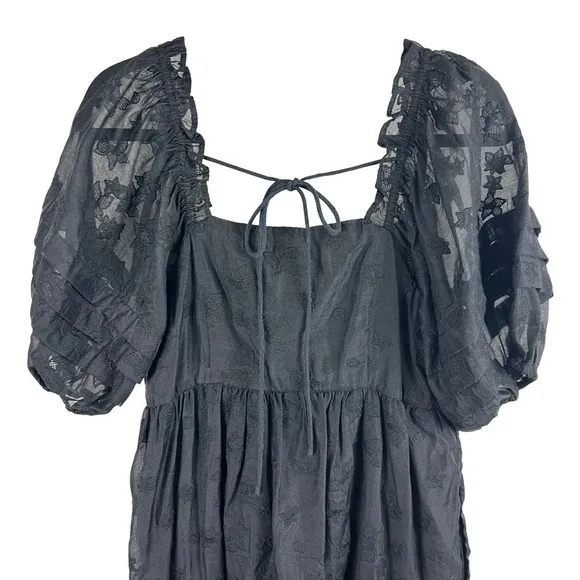 Hofmann‎ Copenhagen Isabella Black Floral Organza Puff Sleeve Dress 40 A/B Cup - Image 14
