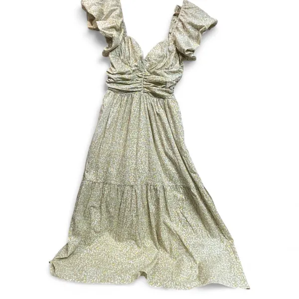 Tuckernuck Hyacinth House Yellow Green Floral Cottagecore Midi Dress‎ XXS - flaw - Image 5