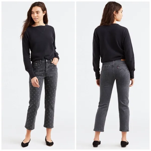 Levi's Black/Grey 501 Bejeweled Rock Stud High Waisted Jeans - Image 14