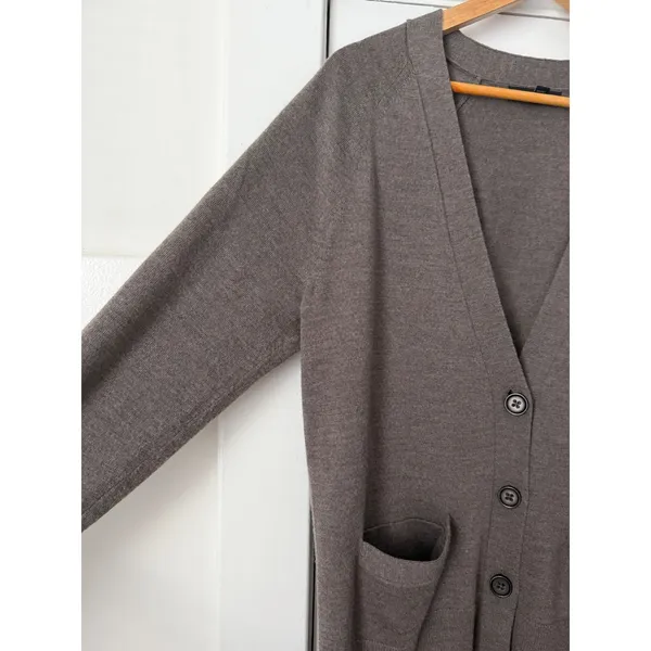 Banana Republic Wool Womens Taupe Brown V-Neck Button Front Pocket Cardigan - Image 13