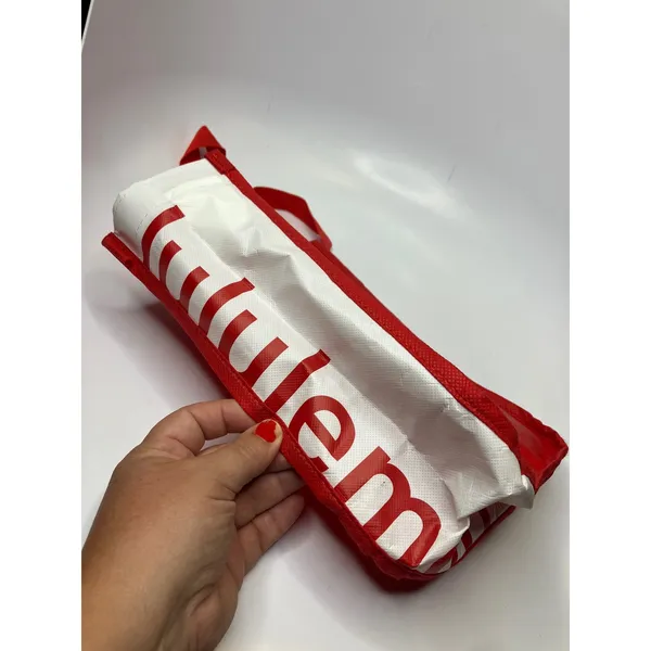 Lululemon Reusable Tote Bag Unisex Small Red Excellent Snap Closure Logo - Image 2