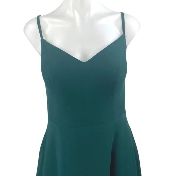 Azazi Blue Sleeveless V Neck A Line Bridesmaid Gown Cami Maxi Dress Size M - Image 3