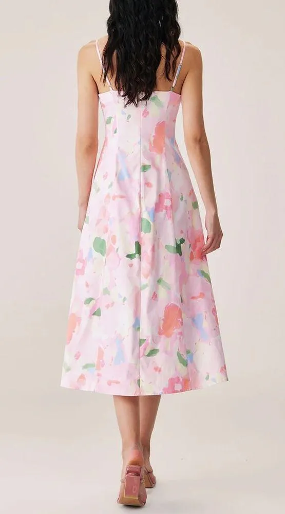 Rihoas Pink Floral Slip Midi Dress - Image 2