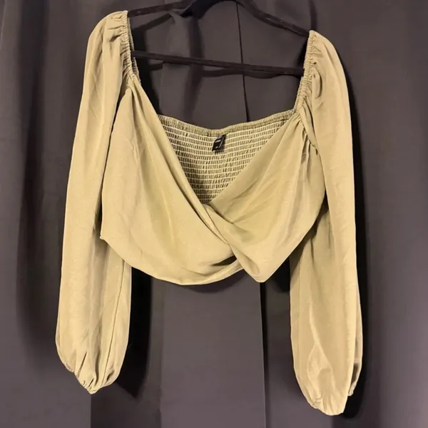 Cider Olive Green Wrap Blouse - Image 2