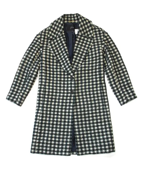 NWT J.Crew Oversized Topcoat in Ivory Black Green Check Tweed Wool Coat 0 $375 - Image 4