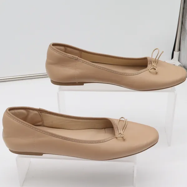 Feetsing Ballet Flat Womens 9 Round Toe Bow Accent Tan Nude Slip On Excellent - Image 2