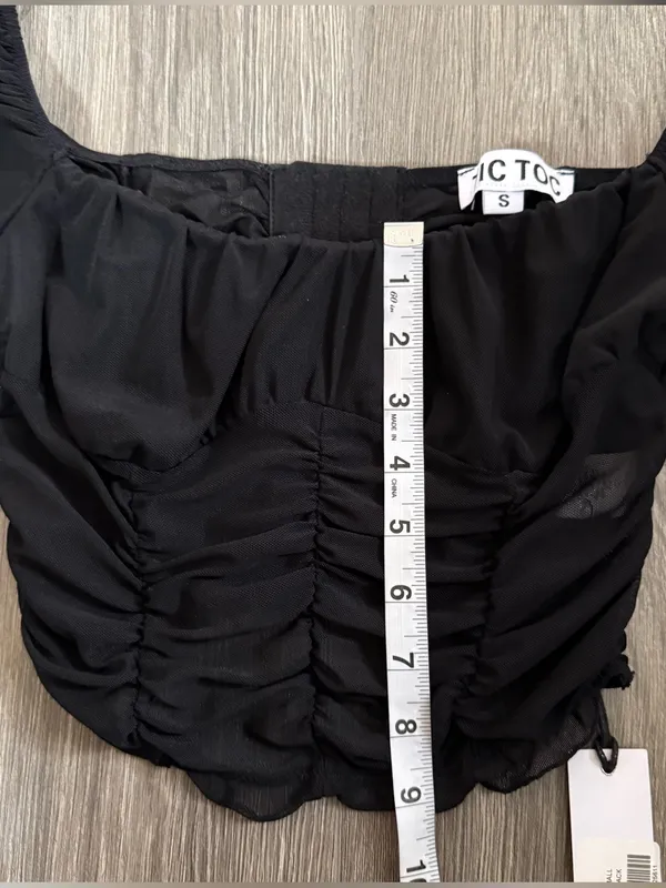 Black Mesh Corset-Style Crop Top TIC TOC Size Small Clubwear Maddy Euphoria - Image 9