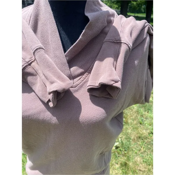 Athleta Coaster Luxe V-Neck Shawl Collar Sweatshirt Pullover Mauve Relaxed Fit - Image 4