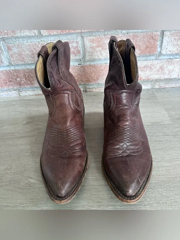 Frye Billy Short Booties Boots Women’s 6.5 Brown Leather Cowboy Western American - Image 2
