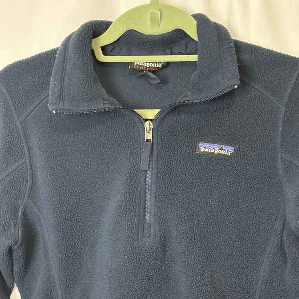 Patagonia Navy Blue Synchilla Fleece Quarter Zip Pocket Pullover Women's Size S - Image 2