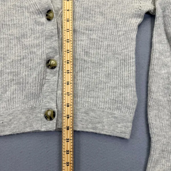 Quince‎ Womens Merino Wool Baby Alpaca Blend V-Neck Cardigan Gray Size M LK001 - Image 4