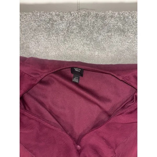 autres filles dress ruffle burgundy EUC medium lined Faux Wrap Midi - Image 7