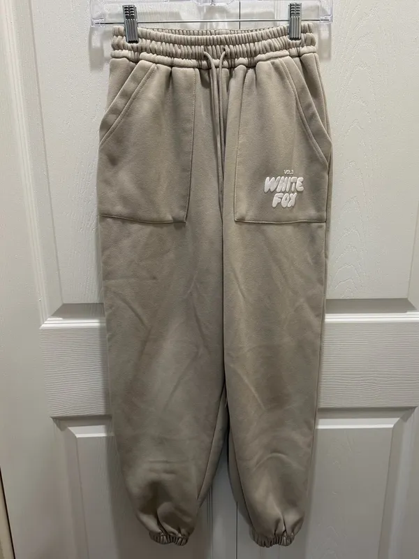 White Fox Boutique Taupe Drawstring Joggers - Image 3