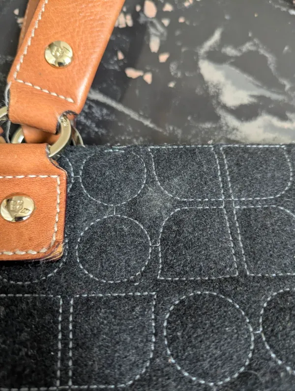 Kate Spade Gray Wool Geometric Pattern Handbag - Image 8