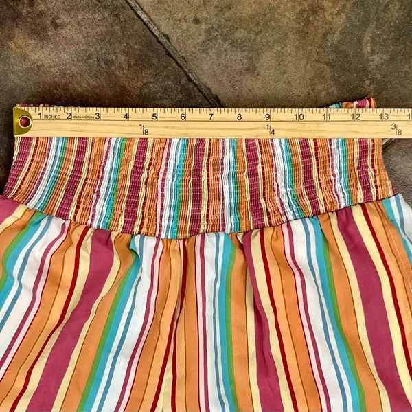 Women’s Multicolor Striped Smocked Waist Wide Leg Pants Medium - Image 4