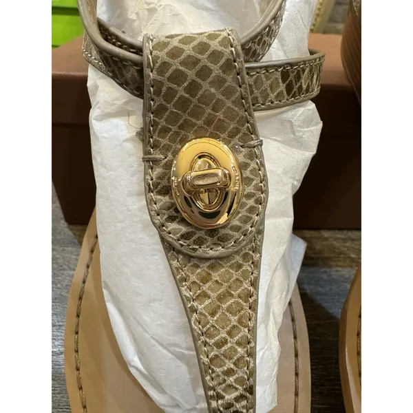 COACH Ingrid Natural Snake Print Leather Thong Wedge Sandals Women's Size 8.5! - Image 5