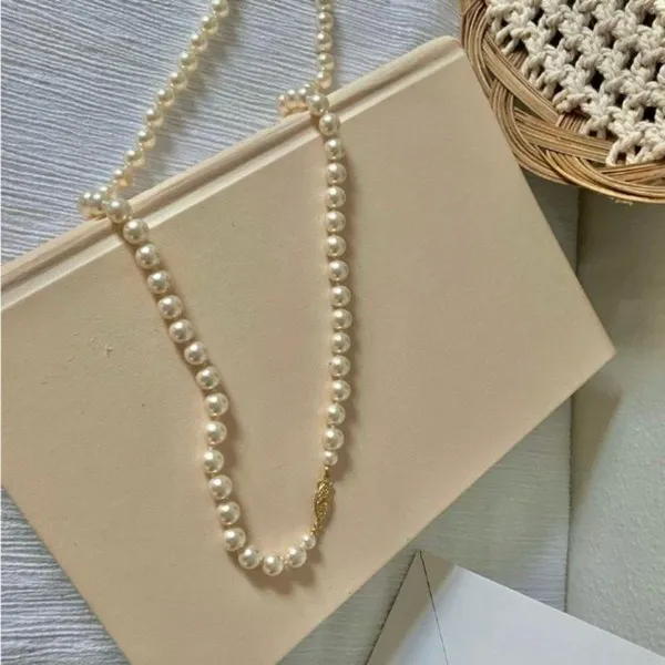 Champagne Pearl Necklace Vintage “Mairi” 25” Gold Marquise Fishhook JAPAN Classic - Image 3