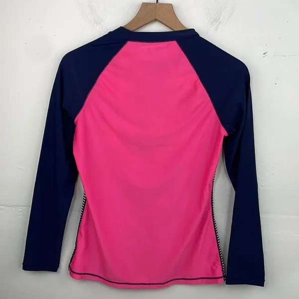 GAP Striped Navy Blue Pink Long Sleeve Athletic Top size Medium - Image 5