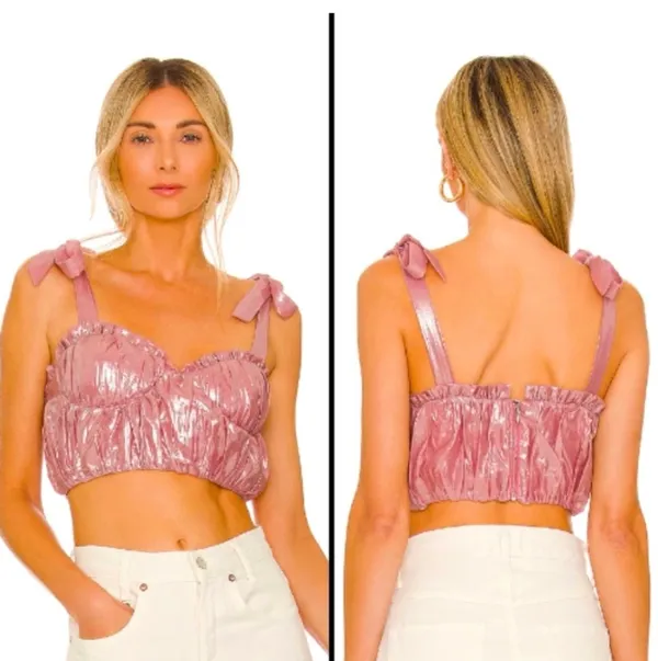 Majorelle✨ Chic Metallic Pink Bow Top 🎀 - Image 2