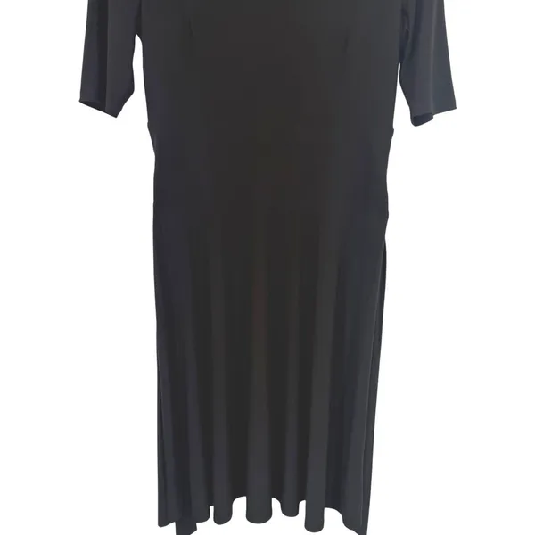 Lauren Ralph Lauren Black Mock Neck Belted Classic Fit &‎ Flare Midi Dress Sz 10 - Image 11