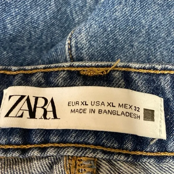 Zara Women's Blue High Waisted Cut-Off Skort Skirt Denim Jean Shorts Size XL - Image 4