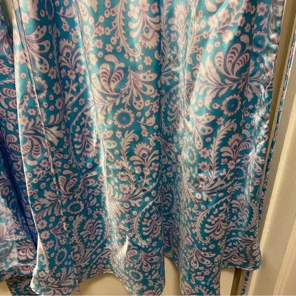 Vintage Adonna Womens Paisley Short Nightgown And & Robe Set L 42” Blue Floral - Image 6