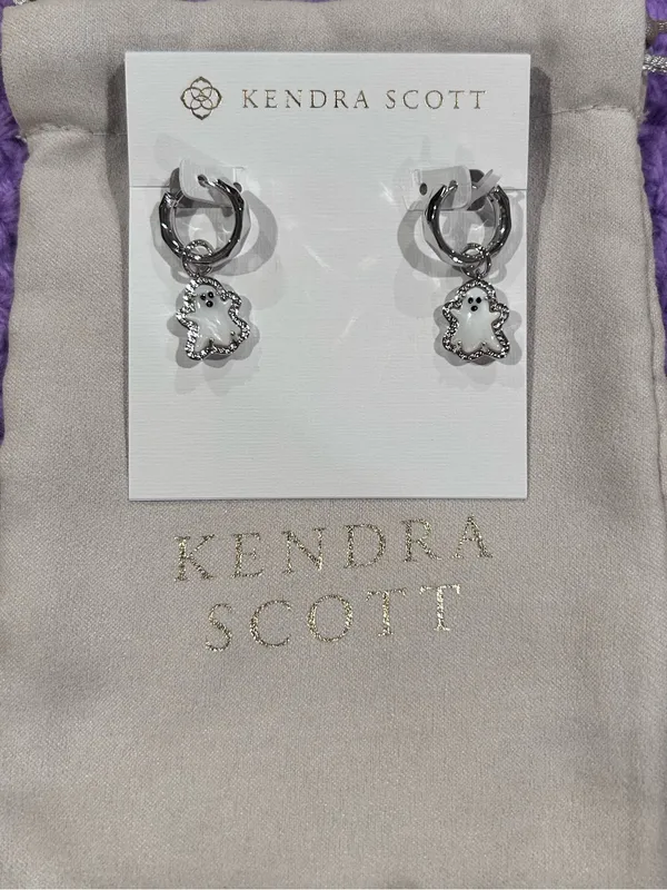 NWT Kendra Scott Ghost Silver Huggie Earrings - Image 6
