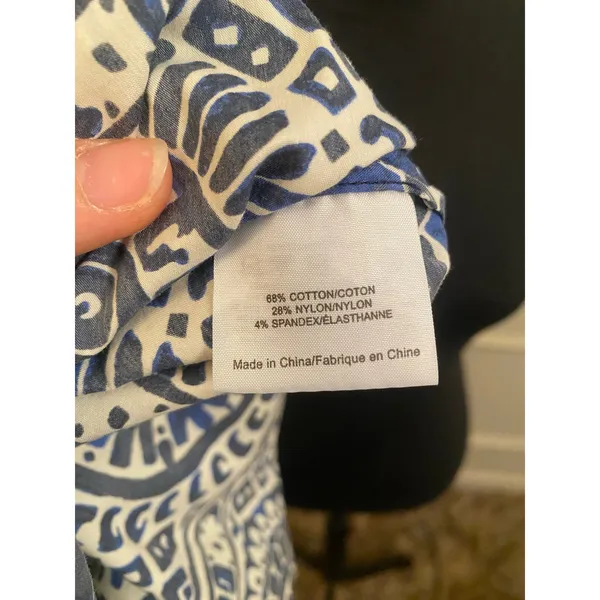Tory Burch Tunic Shift Dress Mosaic Navy Blue White Tile Work Design Coastal - Image 6