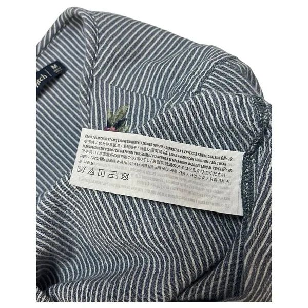 Abercrombie Fitch Top Womens M V Neck Embroidered Cropped Striped Long Sleeves - Image 10