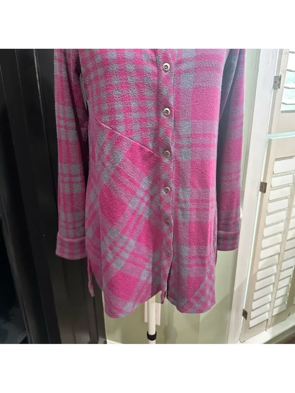 Soft Surroundings Asymmetrical Plaid Button Front Tunic – XS - Image 3