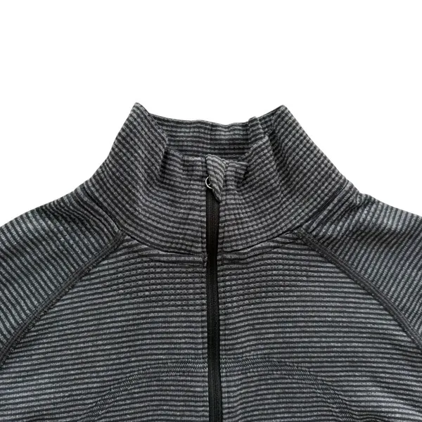 Lululemon Swiftly Mock Neck 1/2 Zip Long Sleeve 6 Black Grey Stripe Run Gym - Image 4