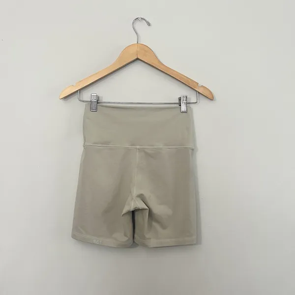 Set Active High Rise Biker Shorts Size Medium Tan/Beige - Image 4