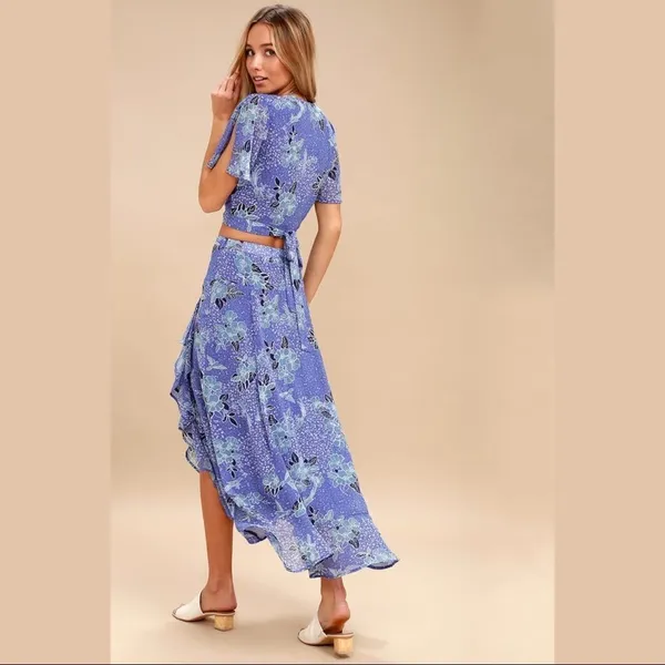 Lulus ✨HP✨Views Periwinkle Blue Floral Print Maxi Skirt✨ - Image 4