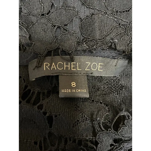 Rachel Zoe Women's Black Floral Lace Sleeveless Midi Bodycon Sheath Dress Size 8 - Image 3