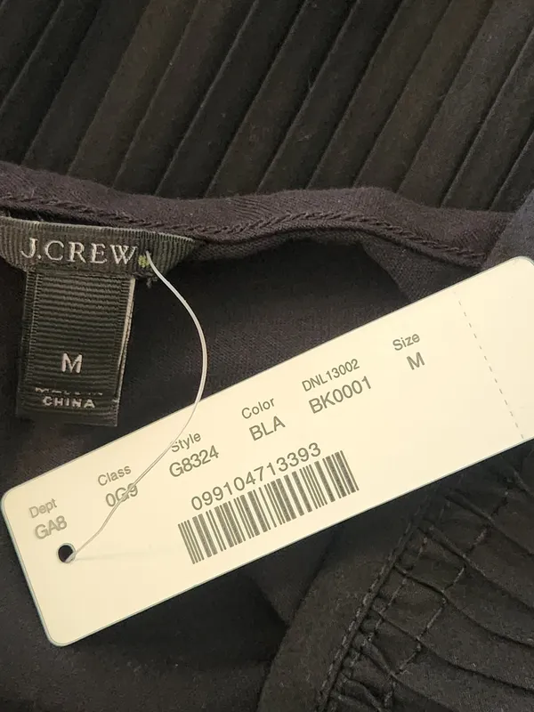 J. Crew Black Pleated Ruffle Tiered Sleeveless Blouse Size Medium NWT - Image 7