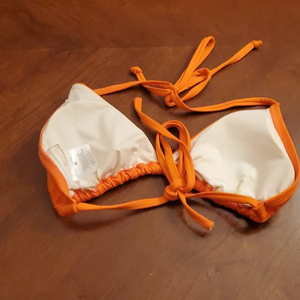 Michael Kors | Orange Padded Triangle Cinch Tie Bikini Top | gold Accessories - Image 6
