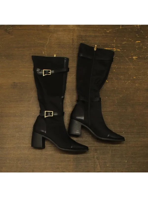 NWT Journee Collection Womens Buckle Knee High Gaibree Boots Black 8.5M - Image 3