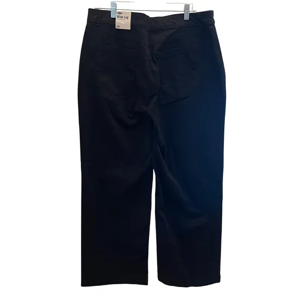 Old Navy Extra High‎ Rise Wide Leg Pants Black Stretch Twill Trousers 14 NWT - Image 2