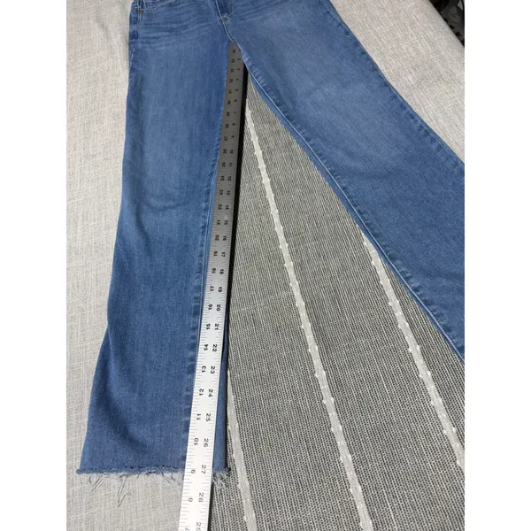 Paige Womens Size‎ 25 High Rise Slim Straight Raw Hem Blue Denim Jeans - Image 2