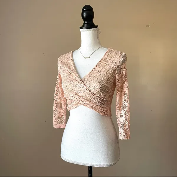 JASMINE | Pink Lace Crop Top Sz M - Image 5
